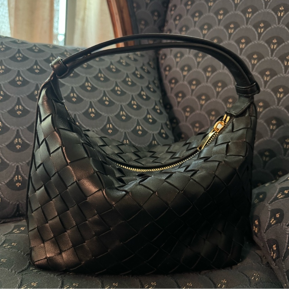 Bottega Veneta Mini Wallace Intrecciato Leather Black Handbag